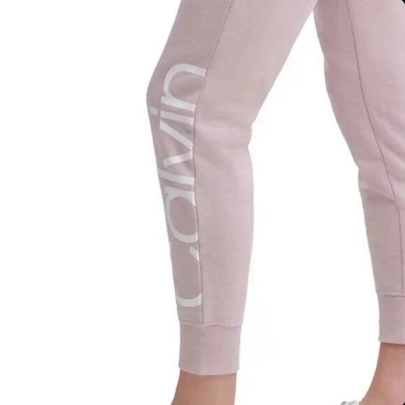 CK Sweatpants Performance Pink/White Logo Slim Crop Joggers Sz S new!🏷 - Picture 2 of 12